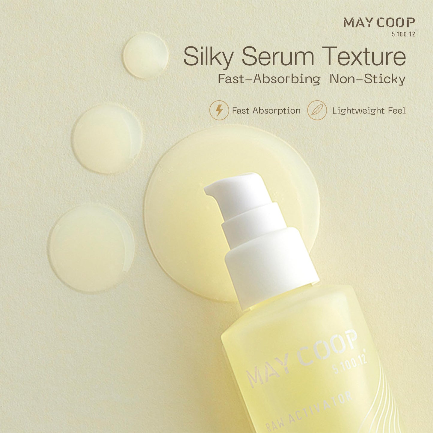 MAY COOP Raw Activator Face Serum | Hydrating & Nourishing with 63% Maple Sap, Mushroom & Grain Extracts | Lightweight Fast-Absorbing Daily Glow Facial Serum | Korean Skincare, 2.02 fl oz