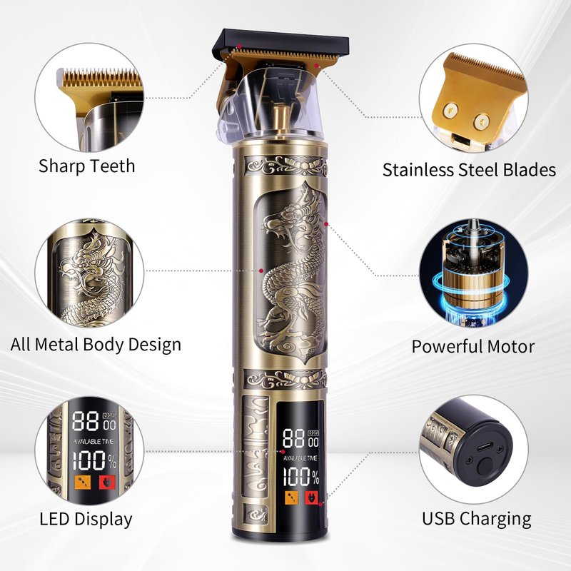 soieho Professional Hair Clippers for Men,T-bar Trimmer and Cordless Electric Shaver, Nose Hair Trimmer, Men's Hair Clipper and Shaver Set, Rechargeable Home Hair Cutting Tools