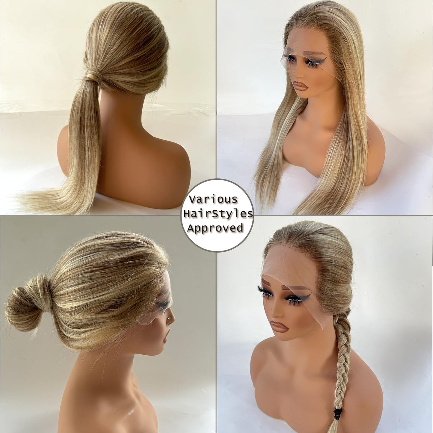 Ubetta Honey Blonde Wig Human Hair, Body Wave Honey Blonde Lace Front Wig Human Hair Glueless 13x4 HD Wigs Human Hair Pre Plucked 180% Density Lace Frontal Human Hair Wigs 27# Blonde Wig 20 Inch