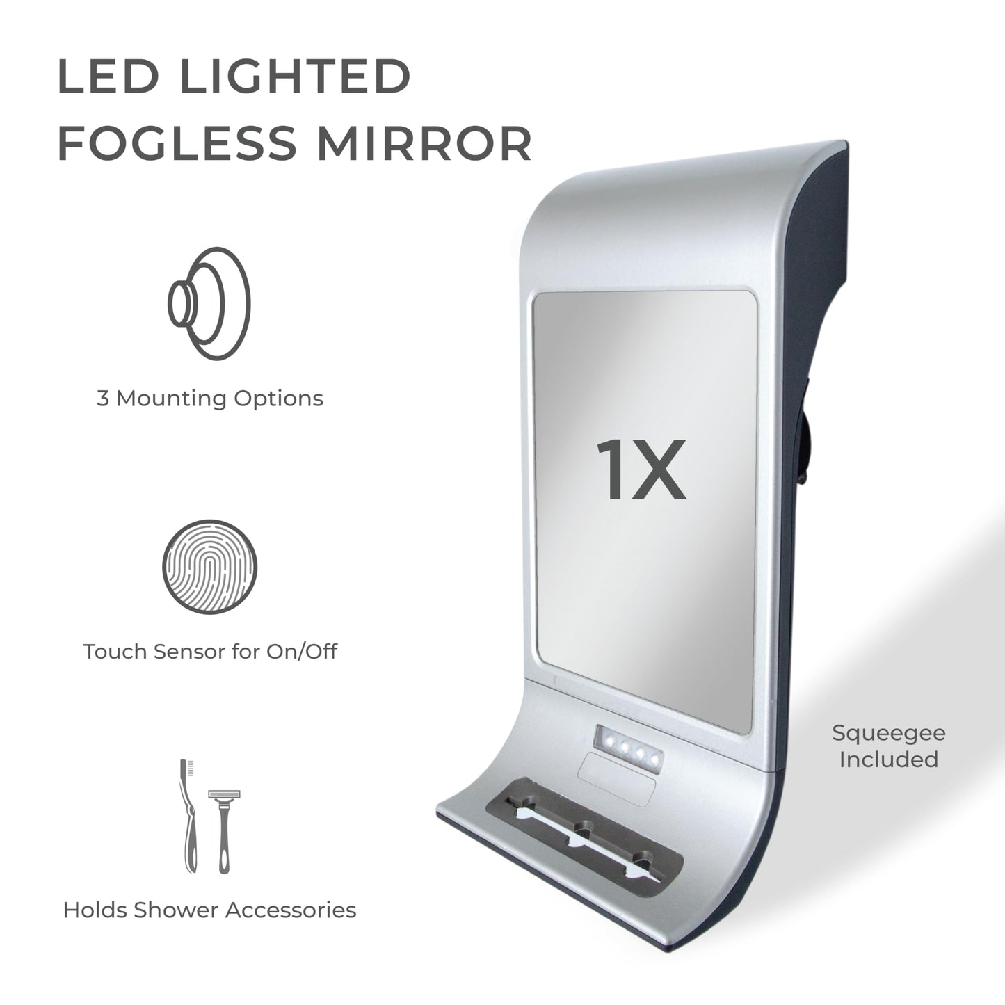 Zadro ZW20TS Z'fogless Water Mirror with Touch LED Light Panel Stainless Steel Like Finish