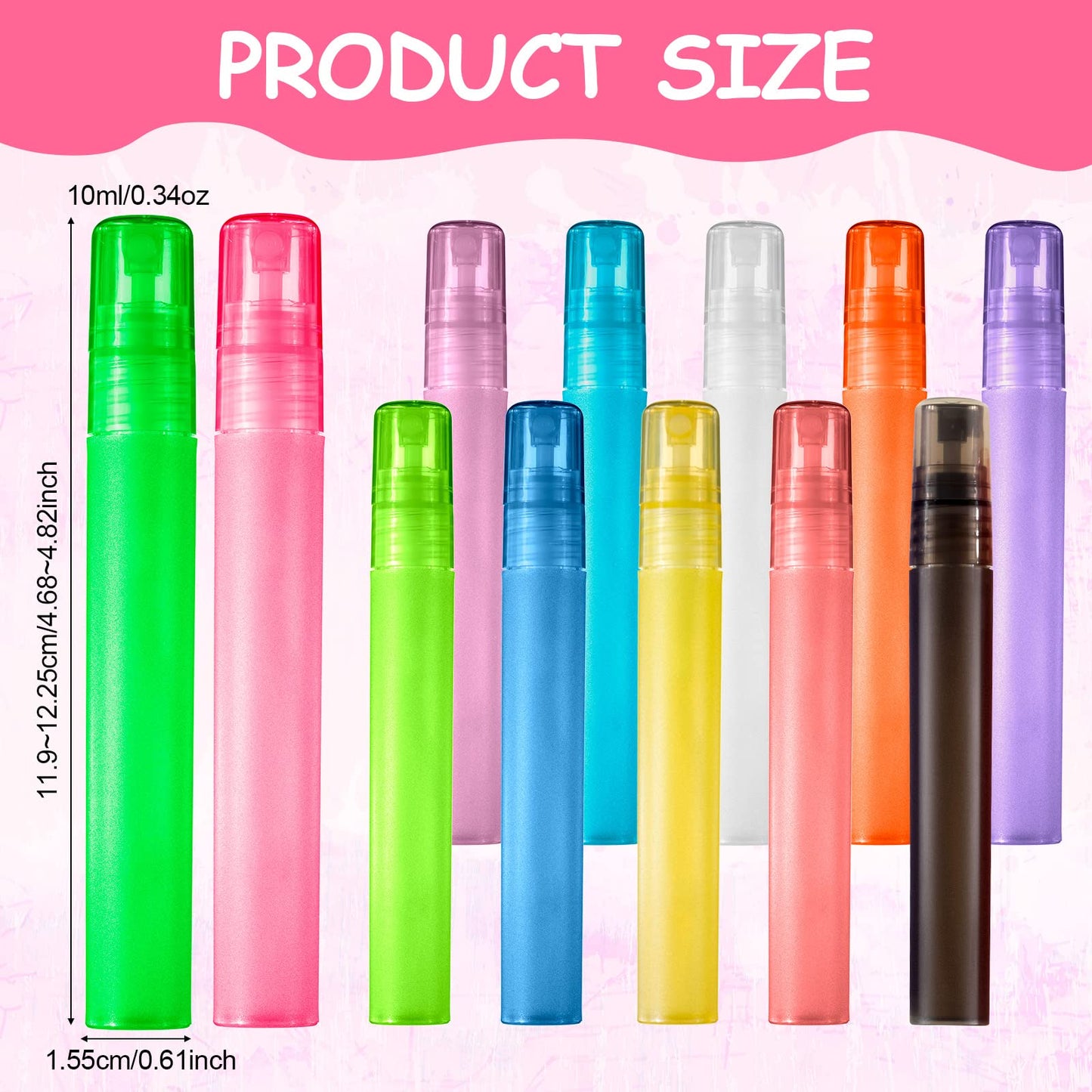 Patelai 60 Pieces 10 ml Plastic Spray Bottles Empty Fine Mist Sprayer Bottles for Travel Essential Oils Perfume Supplies(Multicolored)