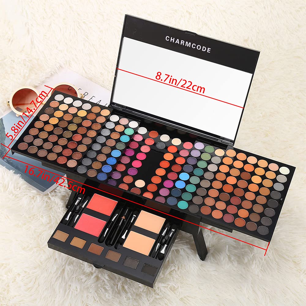 CharmCode 190 Colors Makeup Palette - All-in-One Eyeshadow, Blush, Eyebrow & Concealer Kit | Multicolor
