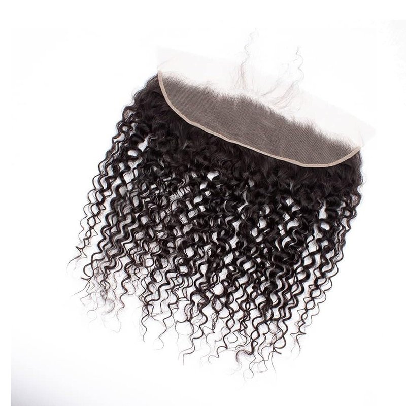 18 Inch 13x4 Lace Frontal Kinky Curly Human Hair 180% Density Unprocessed Deep Curly Virgin Hair 13x4 Ear to Ear Lace Closure Frontal Natural Color(13x4 Kinky Curly, 18 Inch)
