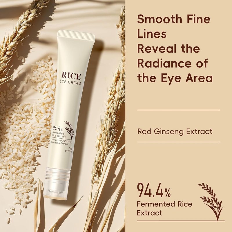 Rice Eye Cream - Moisturizing Eye Roller with Ginseng Extract | Reduces Fine Lines & Dark Circles