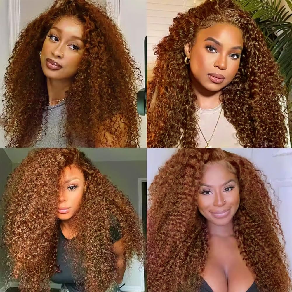 Color #30 Bundle Light Brown Kinky Curly Human Hair Bundles Peruvian Unprocessed Virgin Hair Color #30 Curly Water Bundles Human Hair 12 14 16 Inch