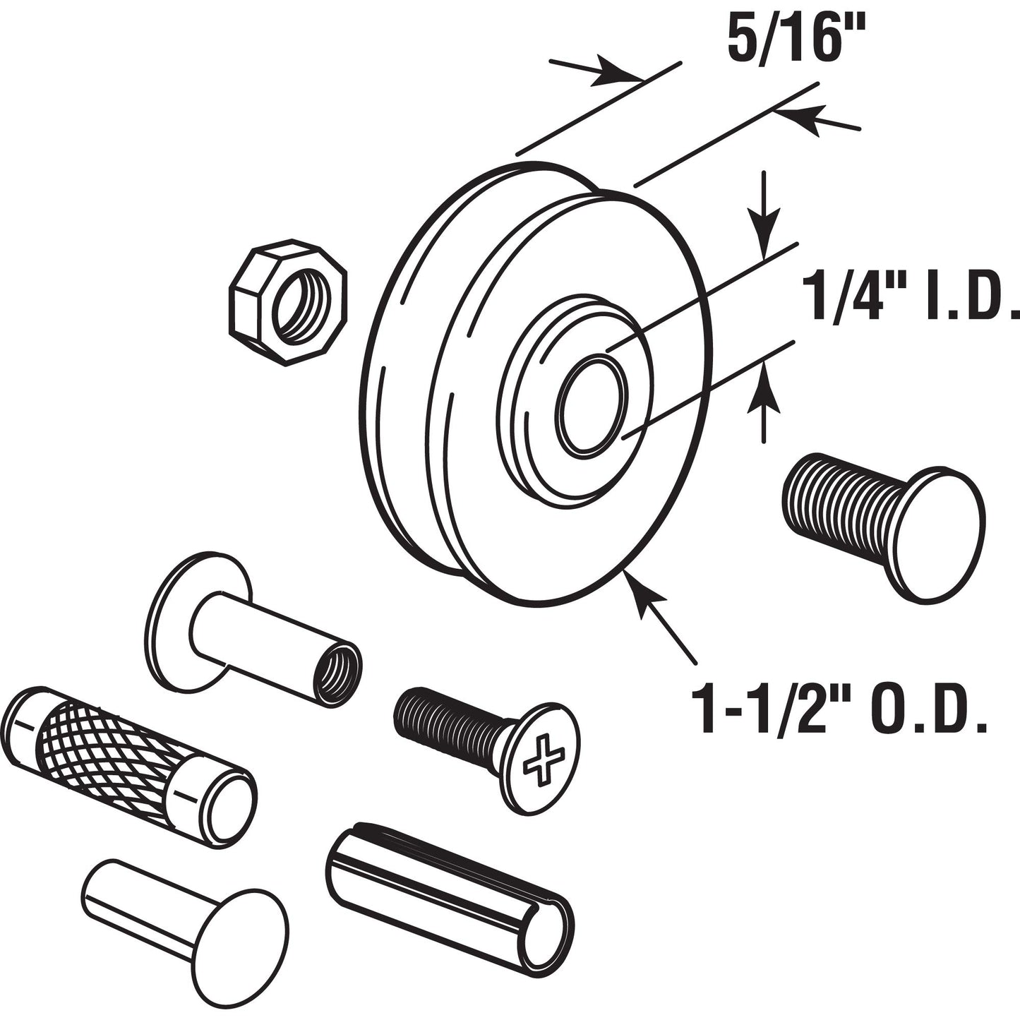 Prime-Line D 1797 1-1/2 In. Patio Roller Kit (2 Pack)