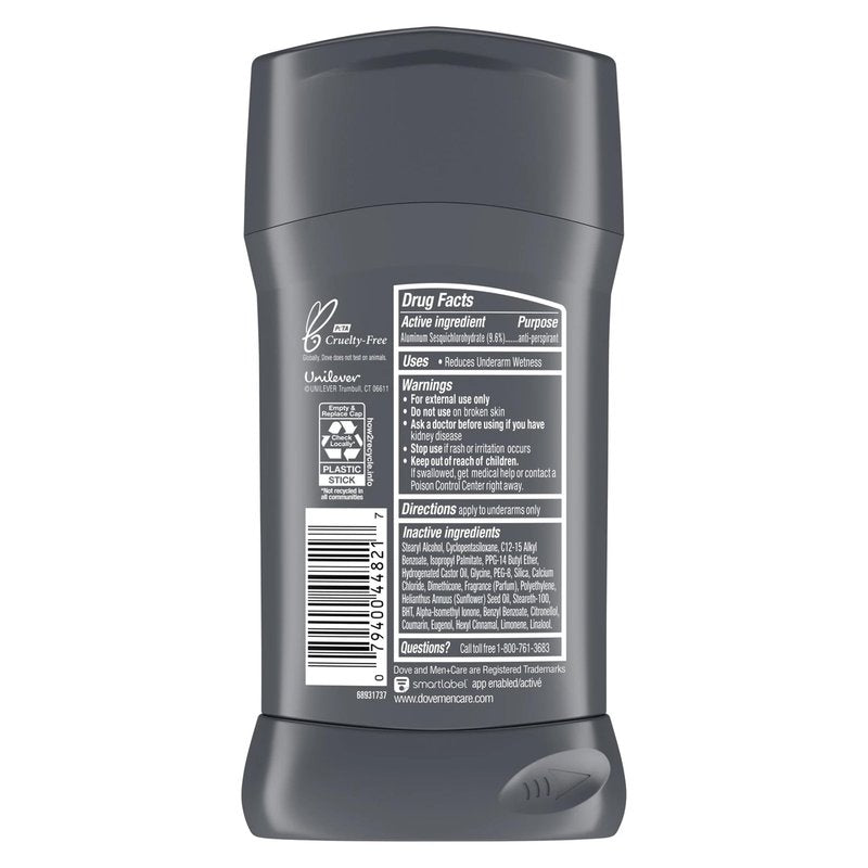 Dove Men+Care Deodorant Stick 4 Count Stain Defense Cool for Men, Anti-white Marks & Anti-yellow Stains with 72-hour Sweat and Odor Protection 2.7 oz