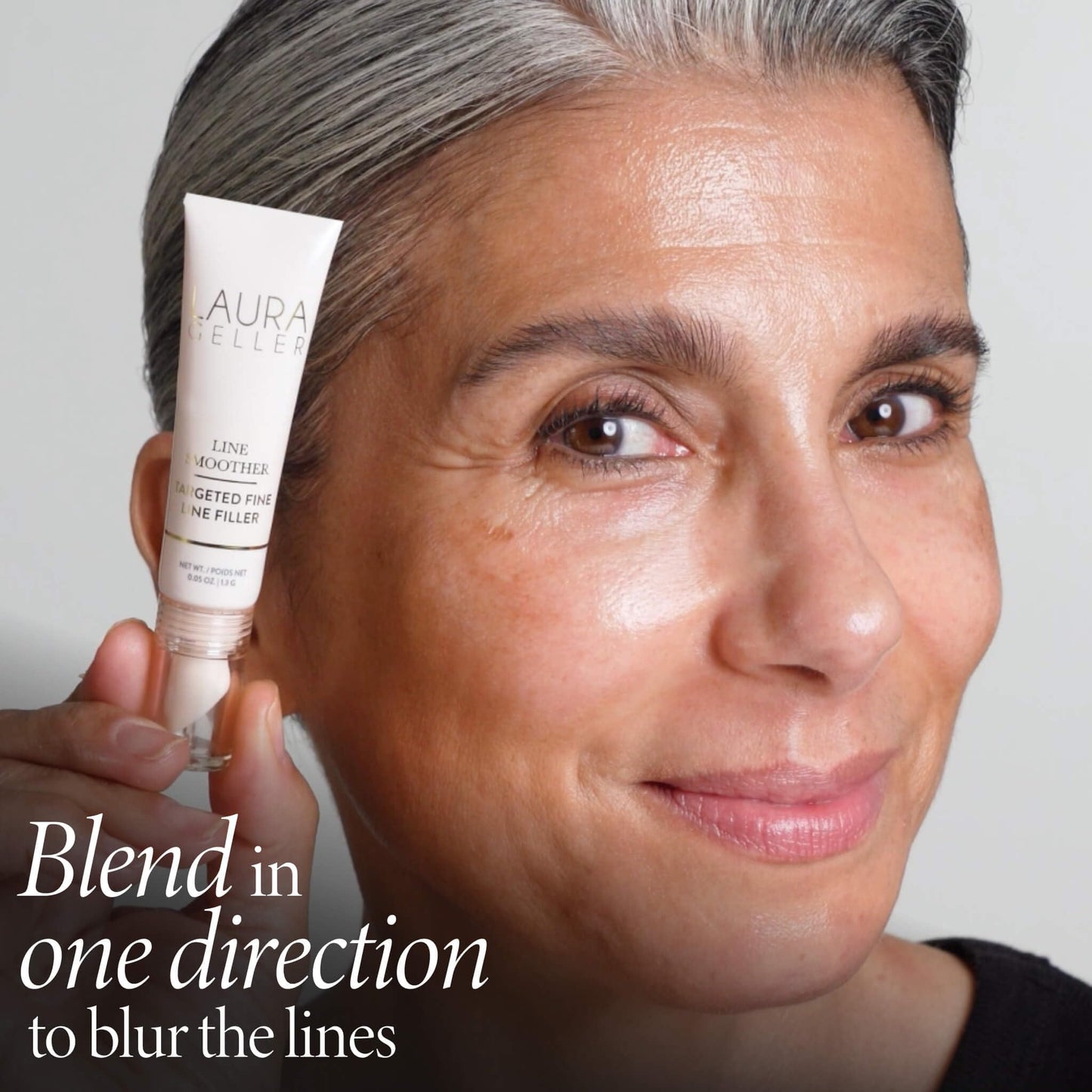 LAURA GELLER NEW YORK Line Smoother Targeted Fine Line Blurring Primer | Wrinkles & Pores, Subtly Tinted, with Vitamin C & Niacinamide for Mature Skin