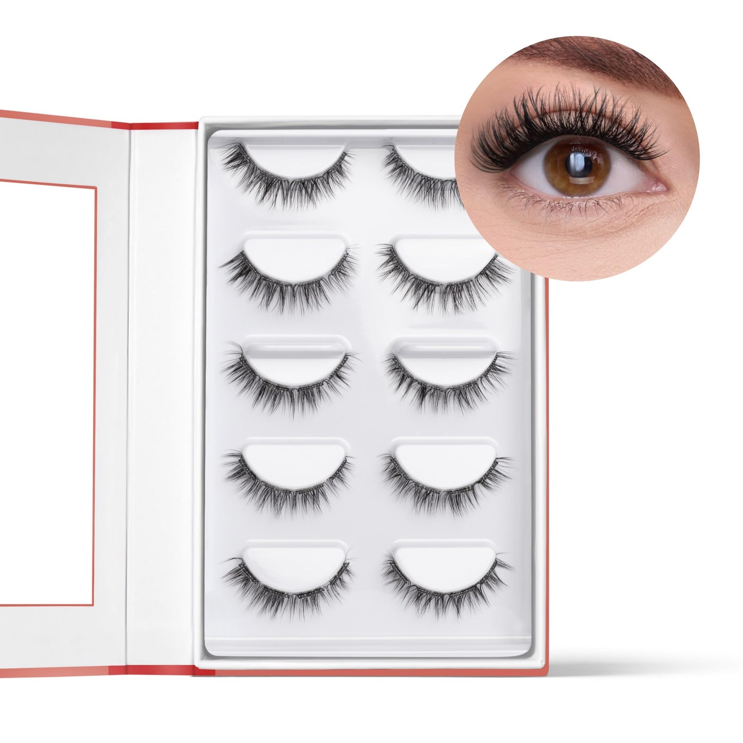 FlutterHabit STICKtionary Sweetheart (1.0) Self Adhesive Eyelashes Kit, Pre Glued Underlash Strips for Beginners, No Glue Lash Extensions, Lightweight Reusable Clusters for Natural Look (5 Pairs)