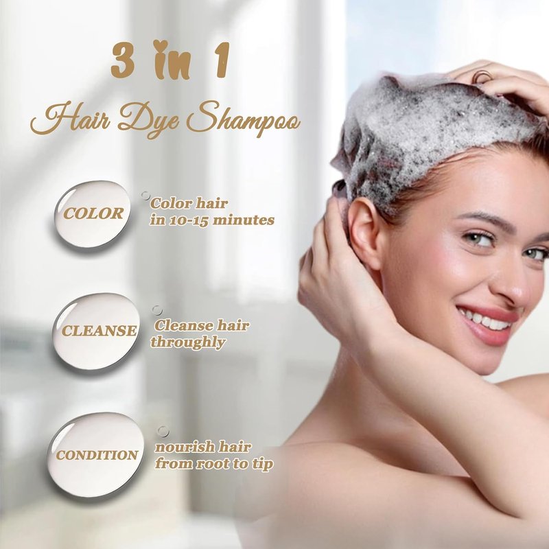 Silver Gray Hair Dye Shampoo | Instant Color in Minutes, Long-Lasting Formula - 16.90 Fl Oz