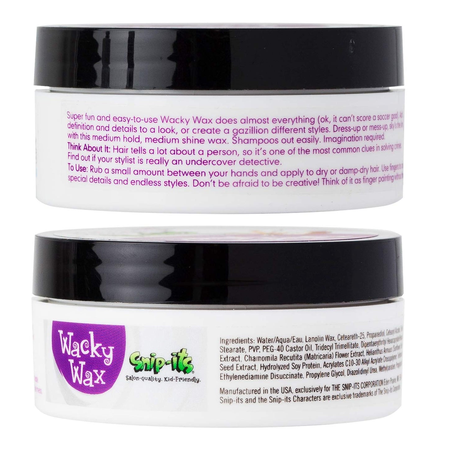 Snip-its Wacky Kids Hair Wax 2oz | Medium Strong Hold Baby Hair Gel Alternative with Fresh Tropical Fragrance – All Natural Salon Quality Product Made in USA