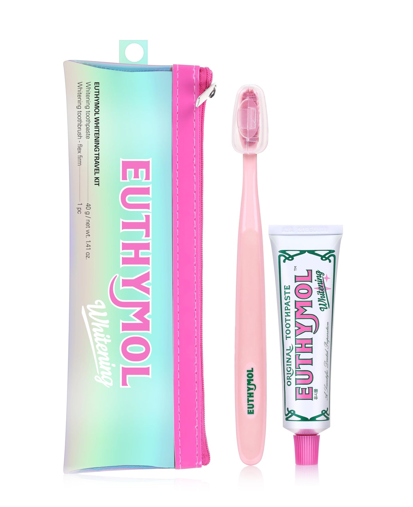 EUTHYMOL Whitening Travel Set (1.4 oz Toothpaste + 1 Toothbrush) – TSA-Friendly, Stain Removal in 2 Weeks, Long-Lasting Freshness for Sensitive Teeth & Gums, Bad Breath & Cavity Protection
