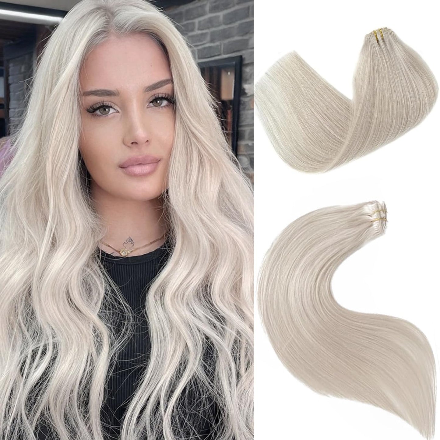 Clip in Hair Extensions Light Brown Hair Extension Real Human Hair Clip ins for Women 18 Inch 100G 7 Pcs
