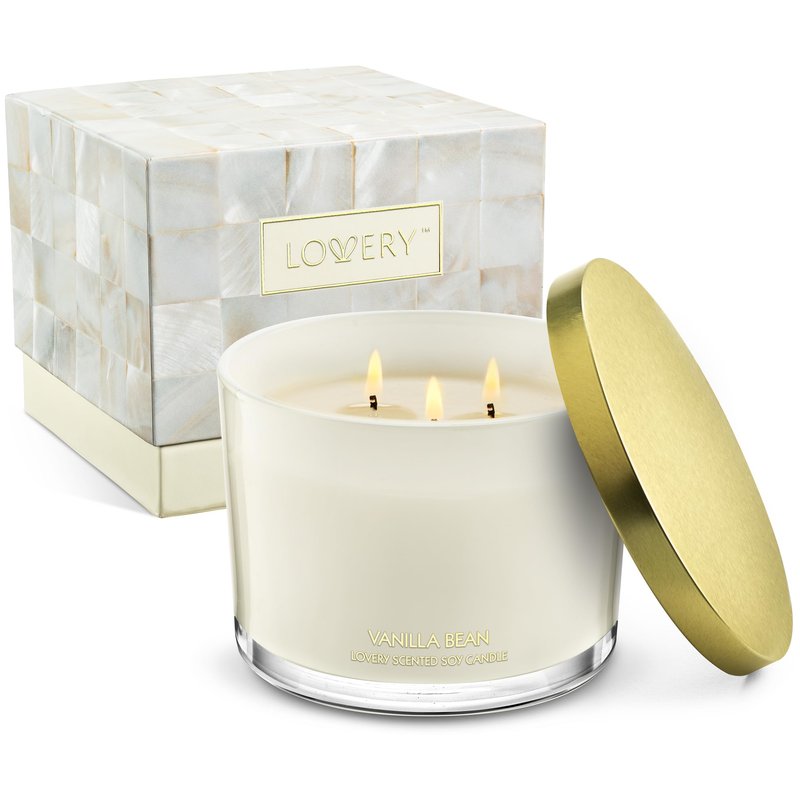 Birthday Gift for Her, 3 Wick Vanilla Candles, Gifts for Mom, Large Scented Candle, Soy Candles Gifts for Women, Stress Relief Candle Jar 50 Hours Burning Time Natural Wax Relaxing Aromatherapy