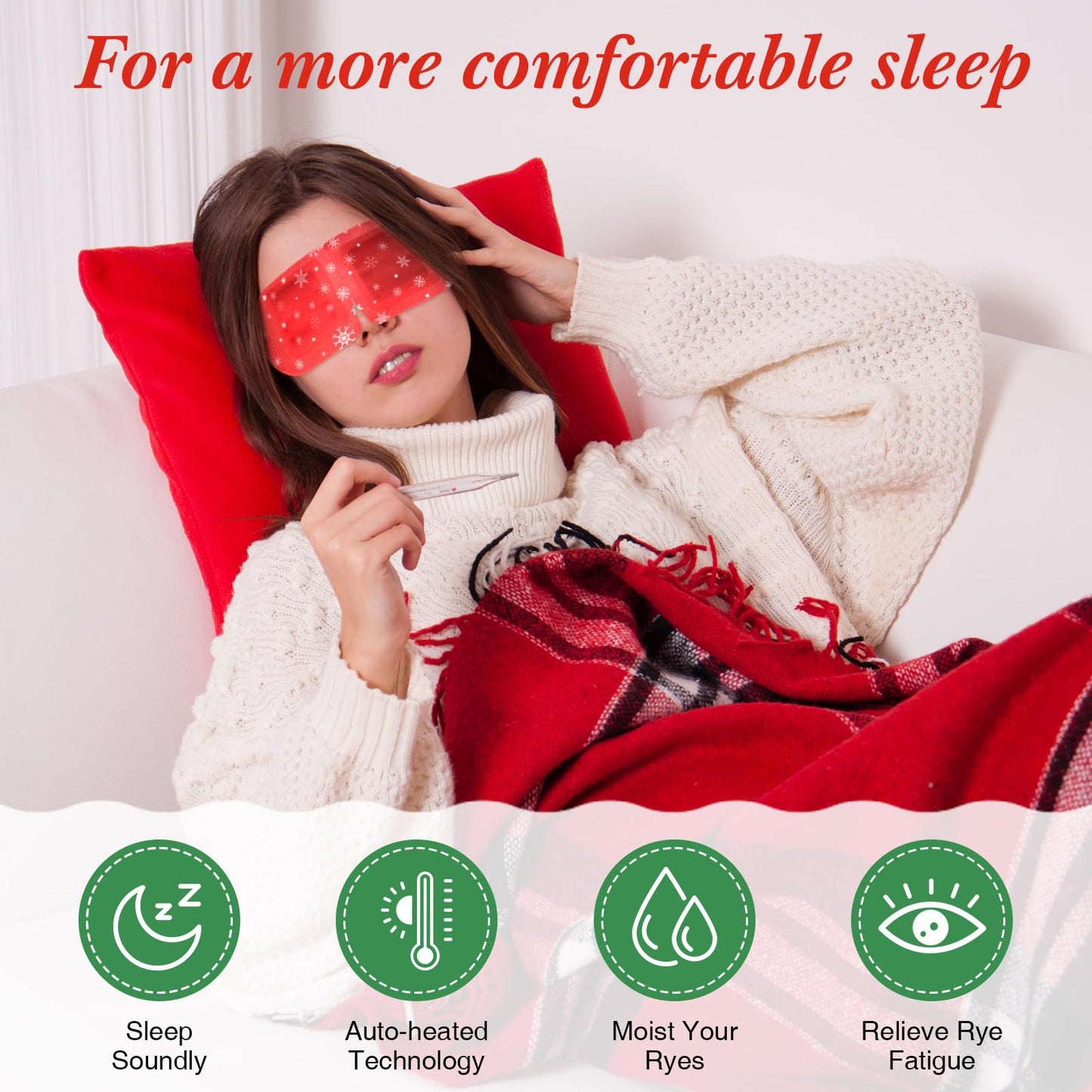 Demissle 96 Pack Christmas Steam Eye Masks Bulk for Dry Eyes Disposable Eyes Masks Cover Self Heating Red and Green Moist Heat Eyemasks Holiday Warm Eye Compress Gift for Women Home Office Travel