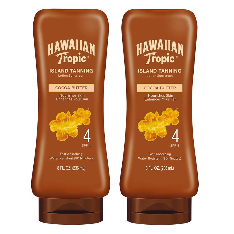 Hawaiian Tropic Tanning Sunscreen Lotions - SPF 4 & SPF 15 | 8oz Twin Pack for Radiant Skin