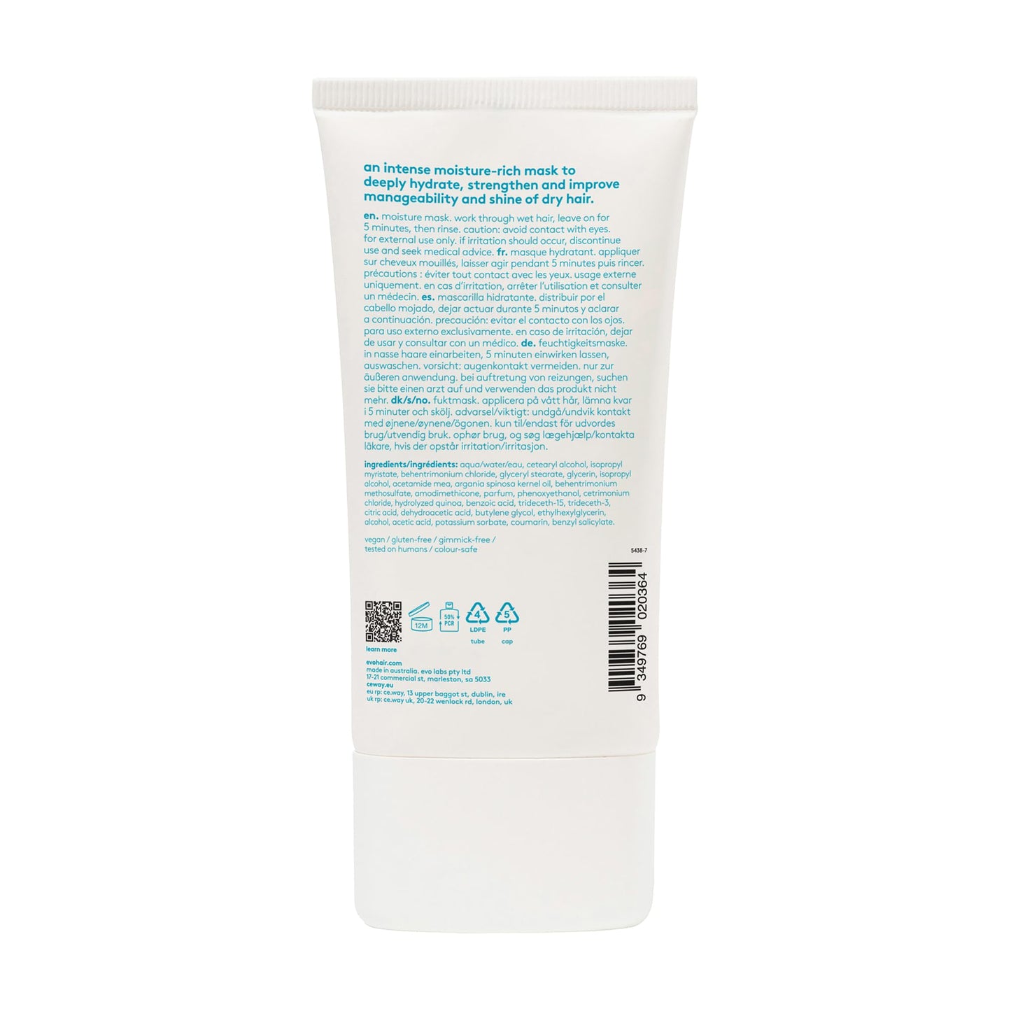 EVO The Great Hydrator Moisturizing Hair Mask for Dry, Damaged & Color-Treated Hair - Deep Conditioning & Detangling - 5.1 fl oz