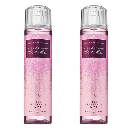 Bath & Body Works A Thousand Wishes Fine Fragrance Mist, Body Spray & Perfume for Women, Long-Lasting Personal Fragrance, Sparkling Prosecco & Peony Scent, 8 fl oz - 2 Pack