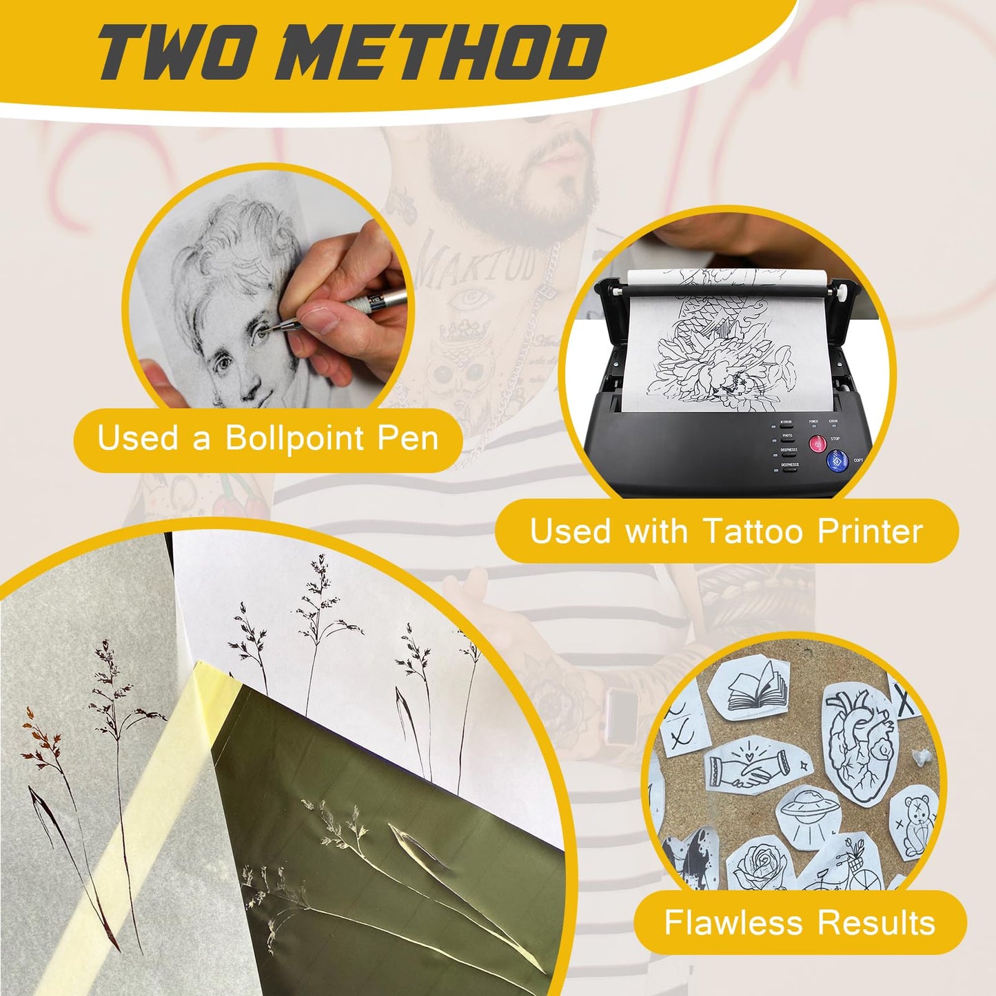 Narkysus 3MM Fake Skin with Transfer Paper, 30Pcs Tattoo Skin Practice Kit Including 10pcs 3mm Skin and 20pcs Stencil Paper for Beginners