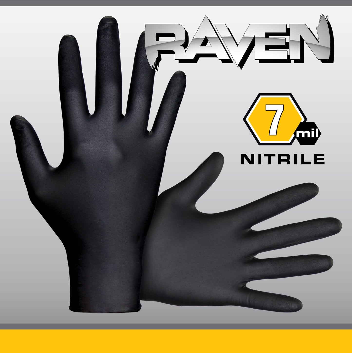SAS Safety 66519-01 Raven Powder-Free Exam Grade Nitrile - 6 mil 50 Gloves per box