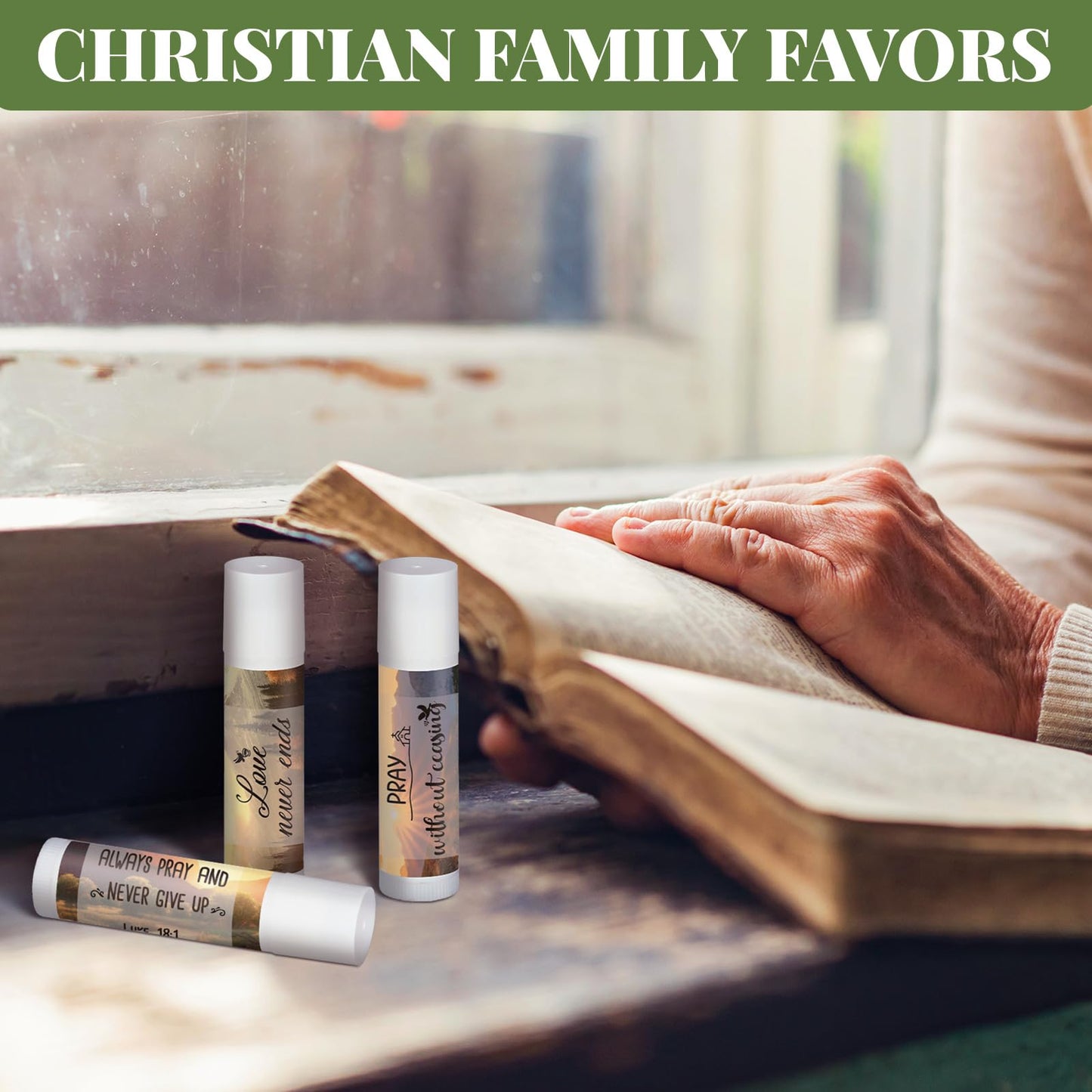Dansib 50 Pack Christian Lip Balm Bulk for Women Men Religious Lip Balms Bulk Bible Verse with Scripture Church Party Favors Christian Inspirational Gifts for Staff Employee Coworkers