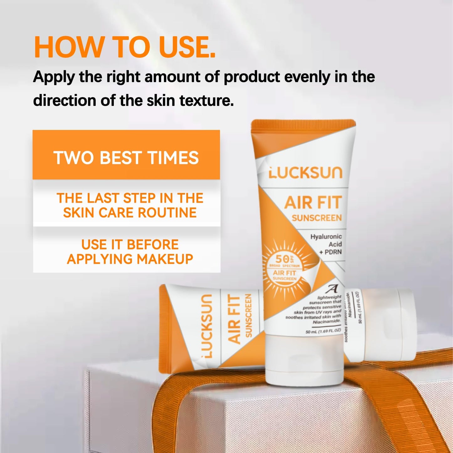 Air Fit Sunscreen SPF 50 PA++++ (2 Pack) – Lightweight Face & Body Sunblock with Hyaluronic Acid + PDRN, Non-Greasy, For Daily Outdoor Use, 1.69 fl oz Each (1)