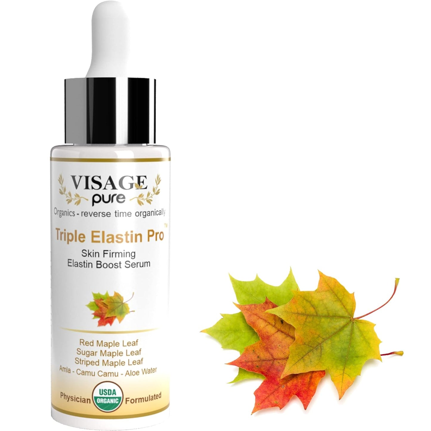 Triple Elastin Pro - Skin Firming Face Serum with GCGs | USDA Organic, Physician Formulated, Boosts Elasticity