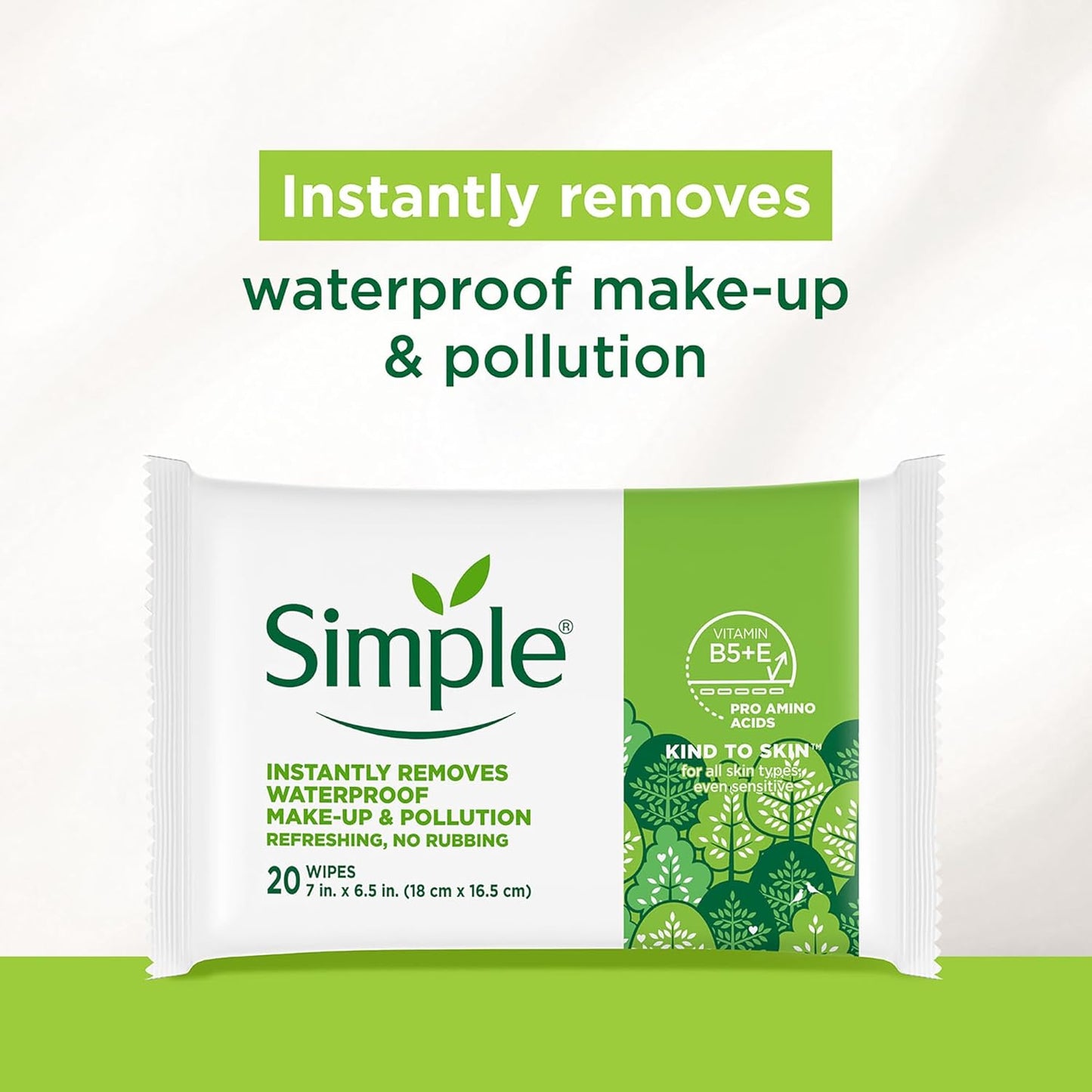 Micellar Makeup Remover Wipes - Gentle Face Wipes for Waterproof Makeup - Enriched with Vitamin B5 & E - 6 Pack