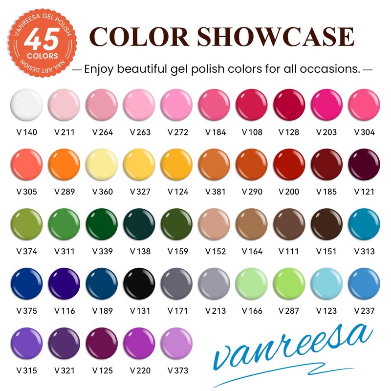 VANREESA Gel Nail Polish Kit with U V Light and Nail Drill Kit 75 Pcs Gel Polish Nail Set 45 All Season Colors Nail Polish Set Base Coat & 4 Effects Top Coat Complete Nail Kit Gifts for Women