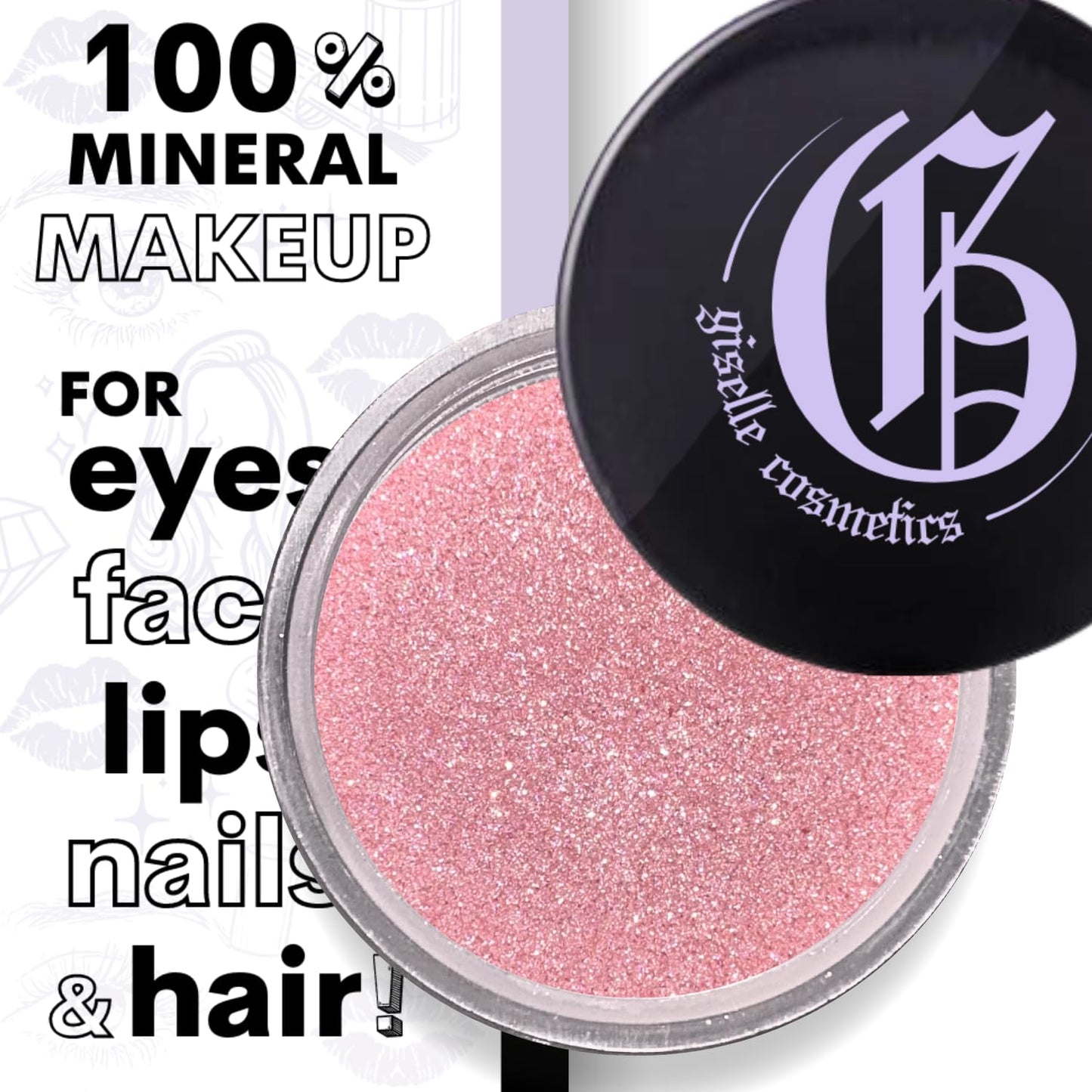 Giselle Cosmetics Rose Pink Eyeshadow Palette - Make Up Eye Shadow Set with Loose Powder, Glitter, Shimmer, Matte, Mineral Powder for Summer Color, Loose Pigment, Organic Makeup