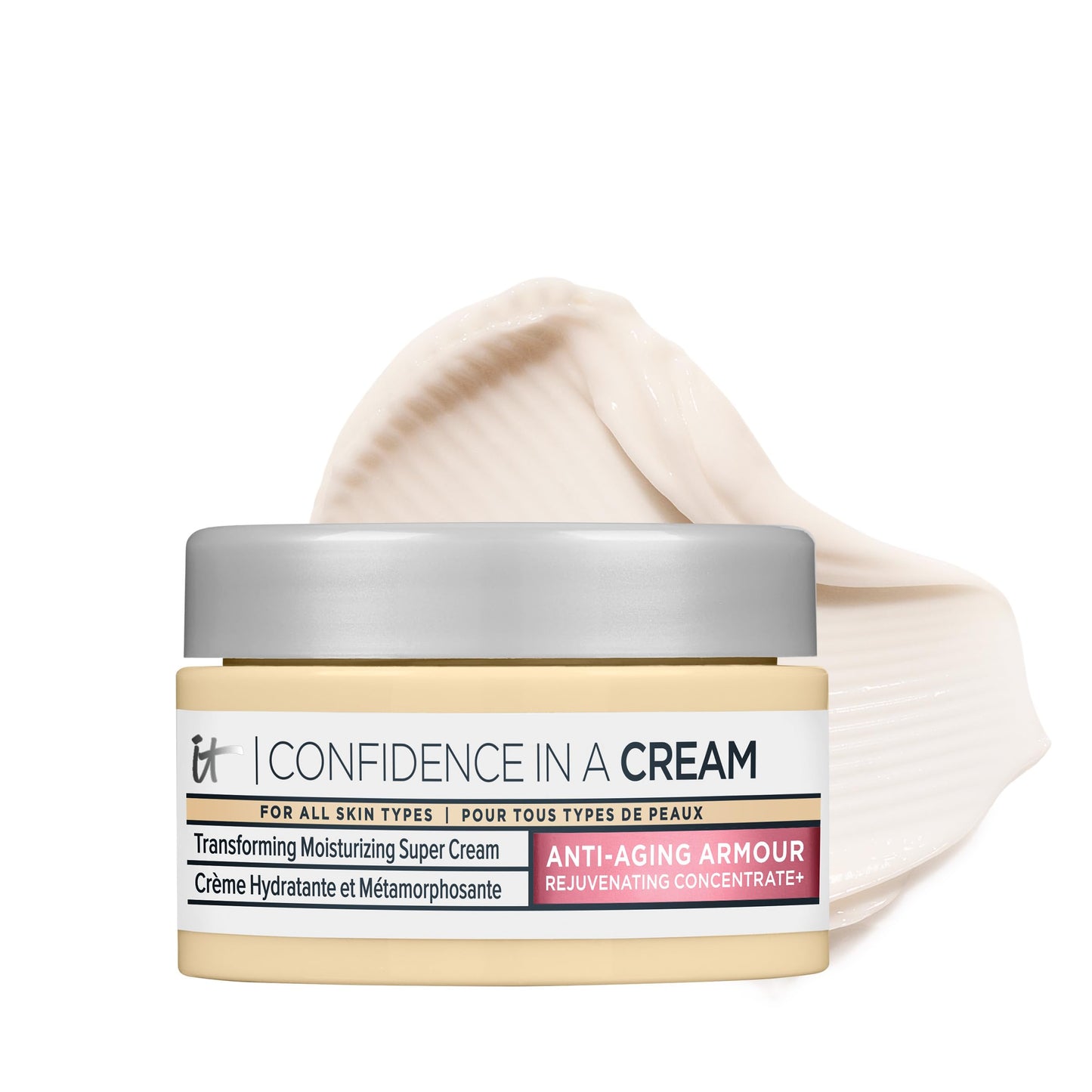 IT Cosmetics Confidence in a Cream Travel - Hydrating & Anti Aging Face Moisturizer, Visibly Reduces Fine Lines & Wrinkles, Up To 48H Hydration, Repairs Skin Barrier, Squalane & Ceramides - 0.5 fl oz