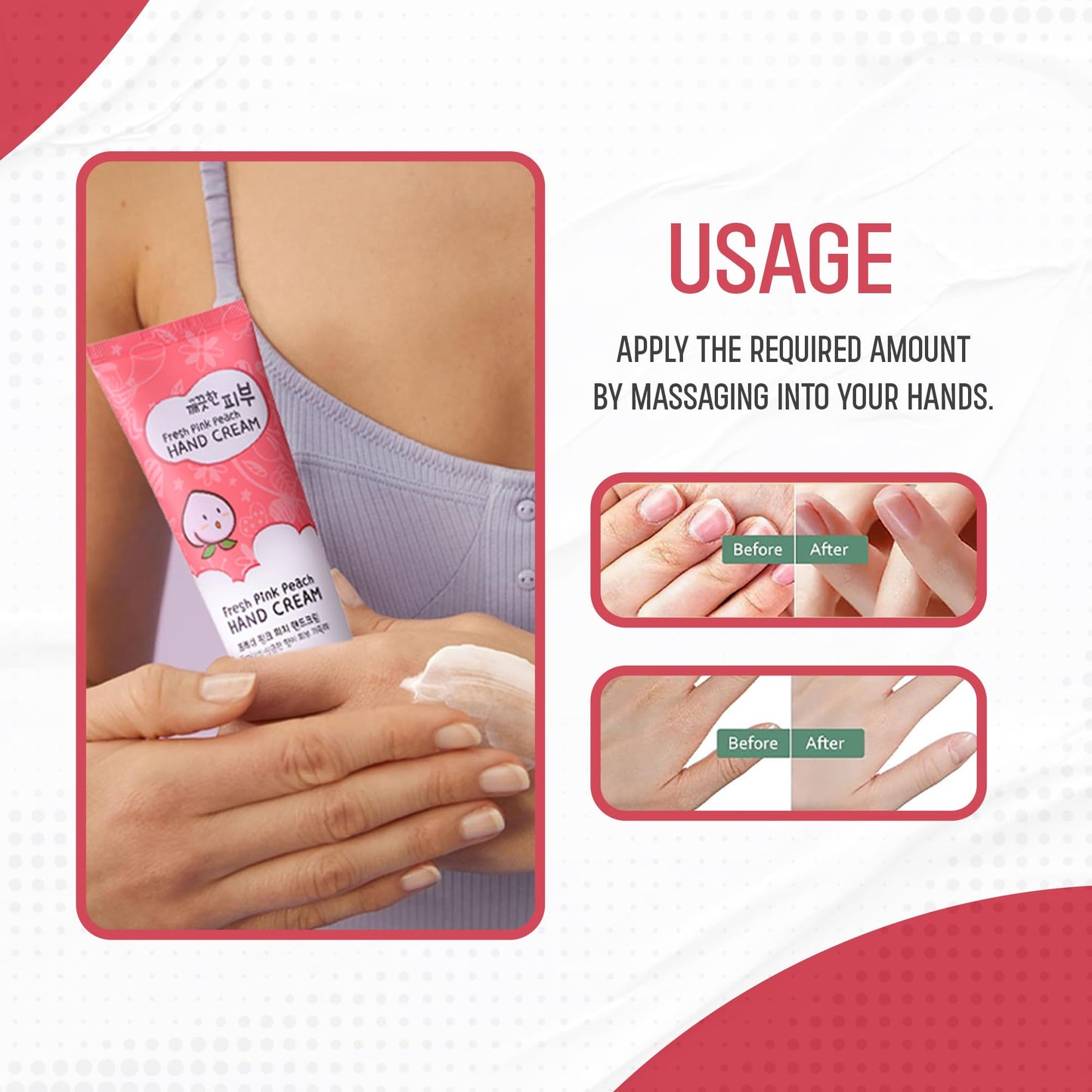 esfolio Fresh Pink Peach Hand Cream – Moisturizing Korean Hand Lotion with Peach & Apricot Extracts – Softens, Hydrates & Smooths Dry Skin – Lightweight Non-Greasy Formula (3.38 OZ/100ML)