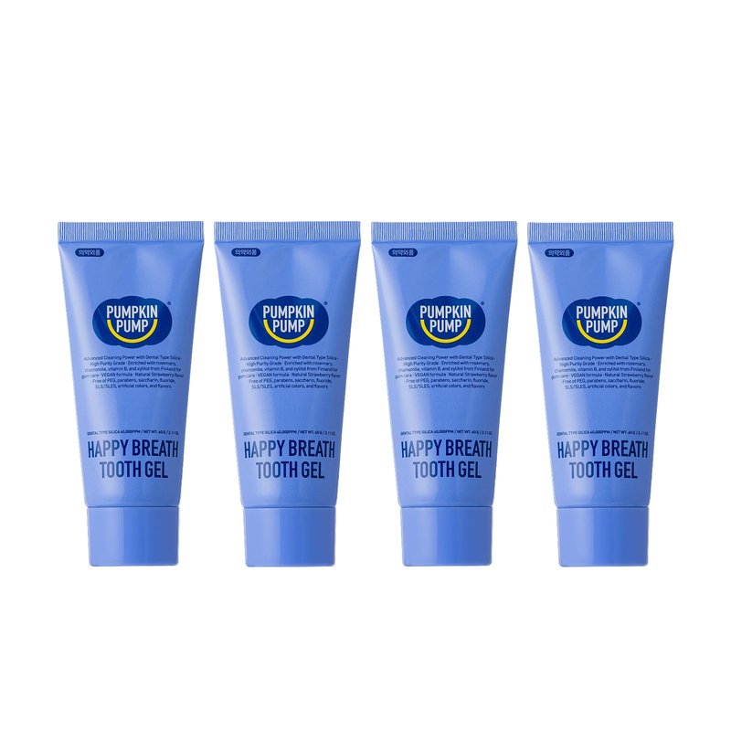 PUMPKINPUMP Happy Breath Tooth Gel, 2.11 oz x 4 ea, 6% Dental Type Silica, Tender Care for Tiny Teeth, Fluoride-Free