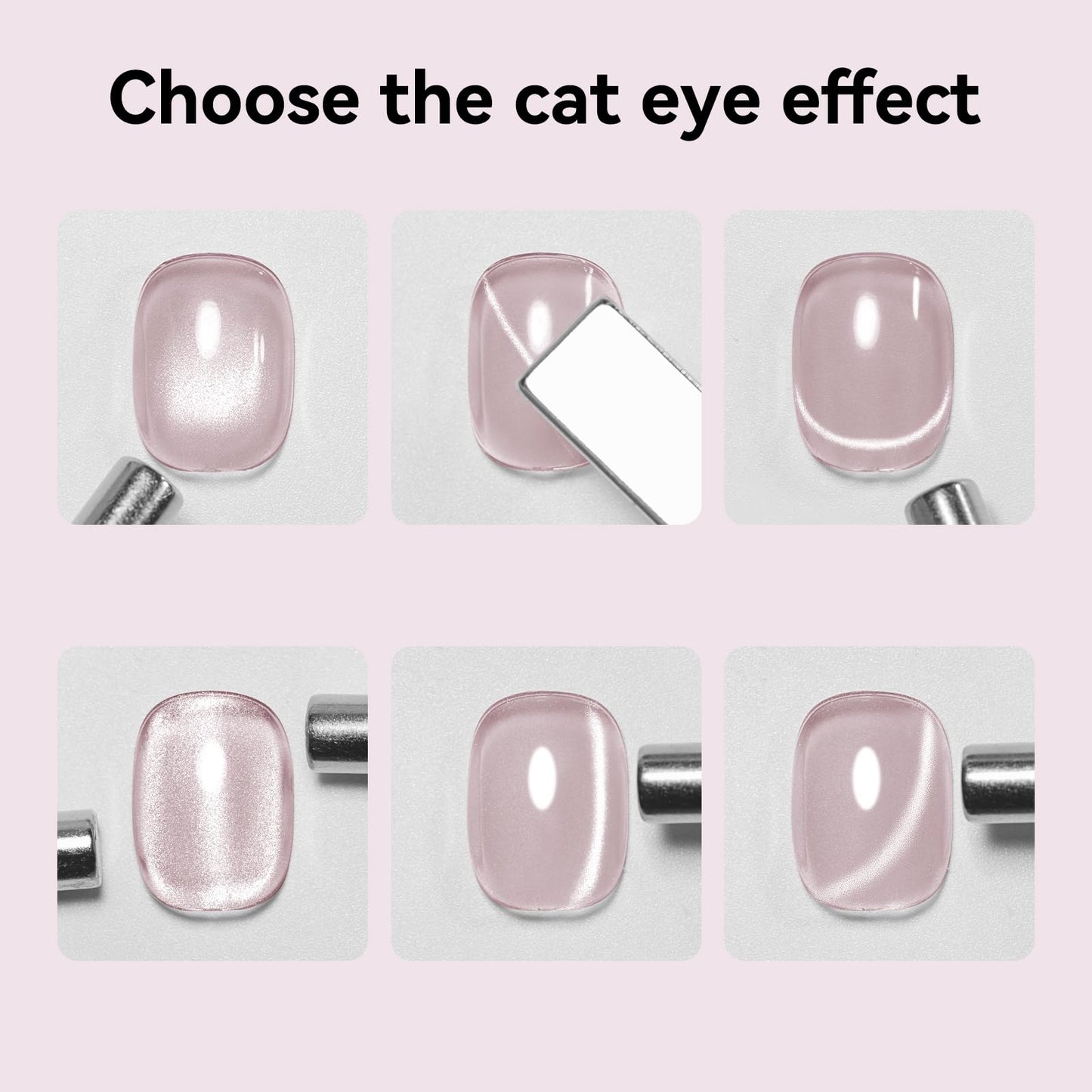 Bevimee One Step Gel Polish 3-in-1, Pink Cat Eye Gel Nail Polish With Magnet, HEMA TPO Free Shimmer Magnetic Cateye Gel Polish Soak Off UV Nail Art Design Manicure DIY 12ml