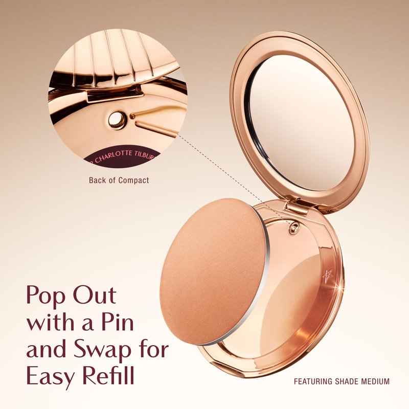 Charlotte Tilbury Airbrush Matte Bronzer Refill - Smoothing & Blurring Powder Bronzer with an Airbrush Finish - Refillable Makeup Infused with Silky Mica & Hyaluronic Acid - 4 Deep