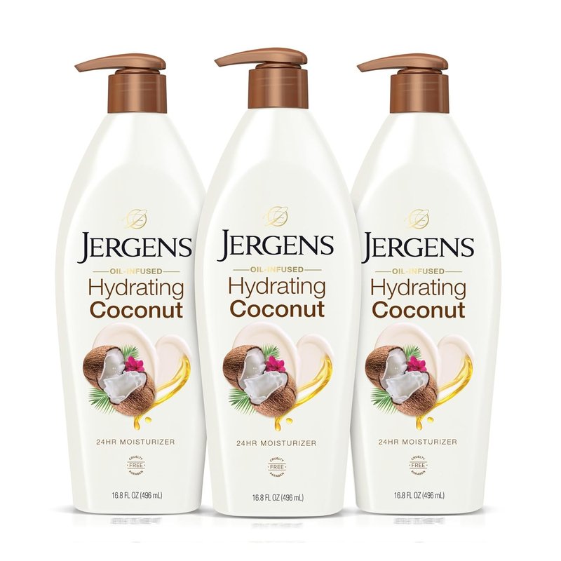 Jergens Hydrating Coconut Body Lotion - Moisturizer for Dry Skin | 16.8 oz, Pack of 3