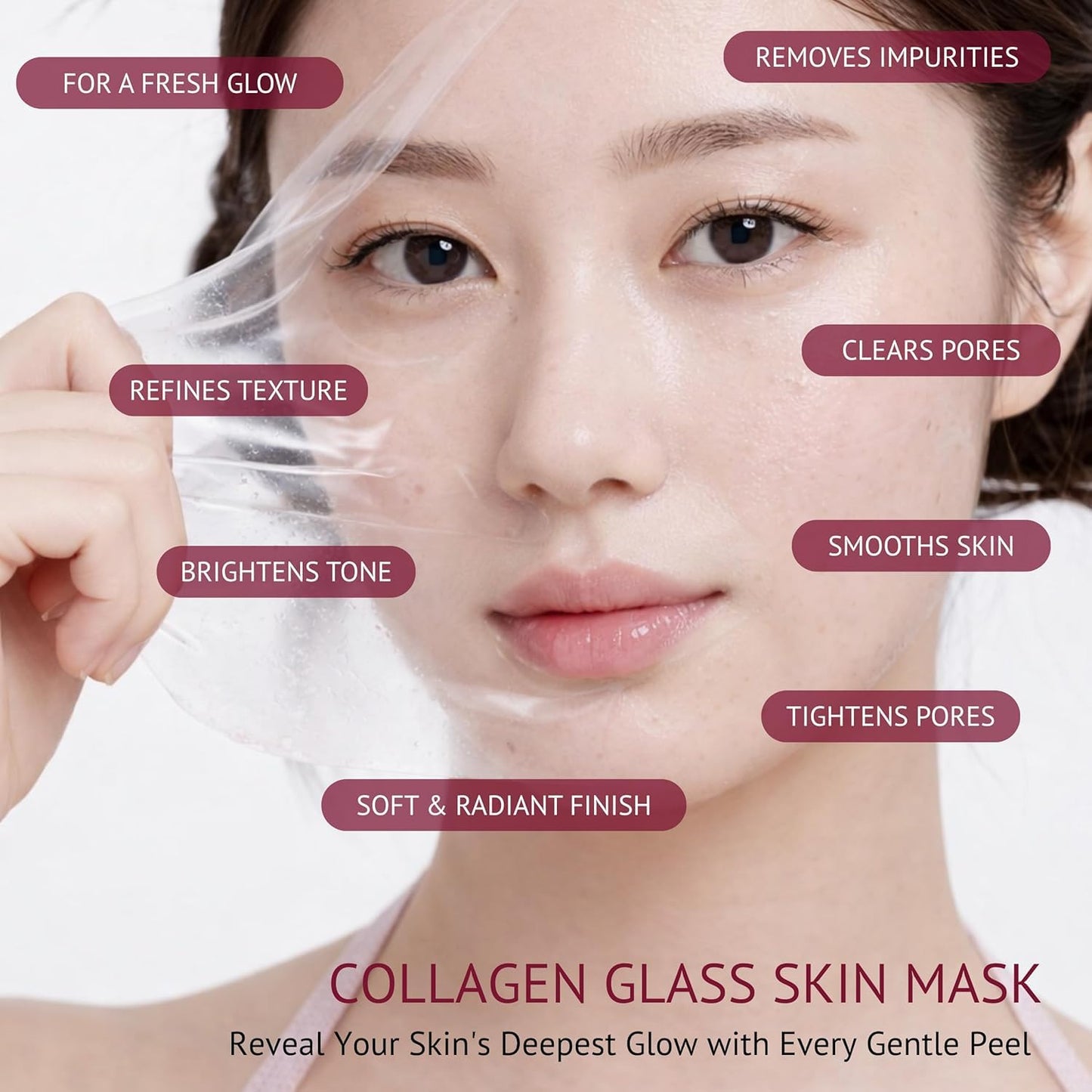 PLARECETA Overnight Collagen Peel Off Mask - Korean Glass Skin Face Mask - Improves Elasticity & Firmness – Hydrolyzed Collagen for Sagging & Dullness, Even Toning & Rapid Skin Repair 2.07 oz