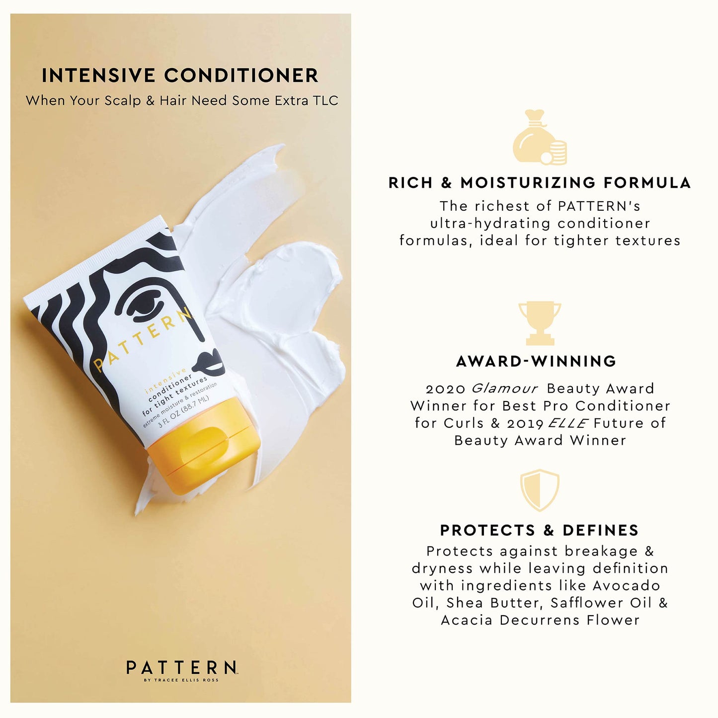 PATTERN Beauty by Tracee Ellis Ross Intensive Conditioner - Deep Hydration for Curly Hair 3c-4c