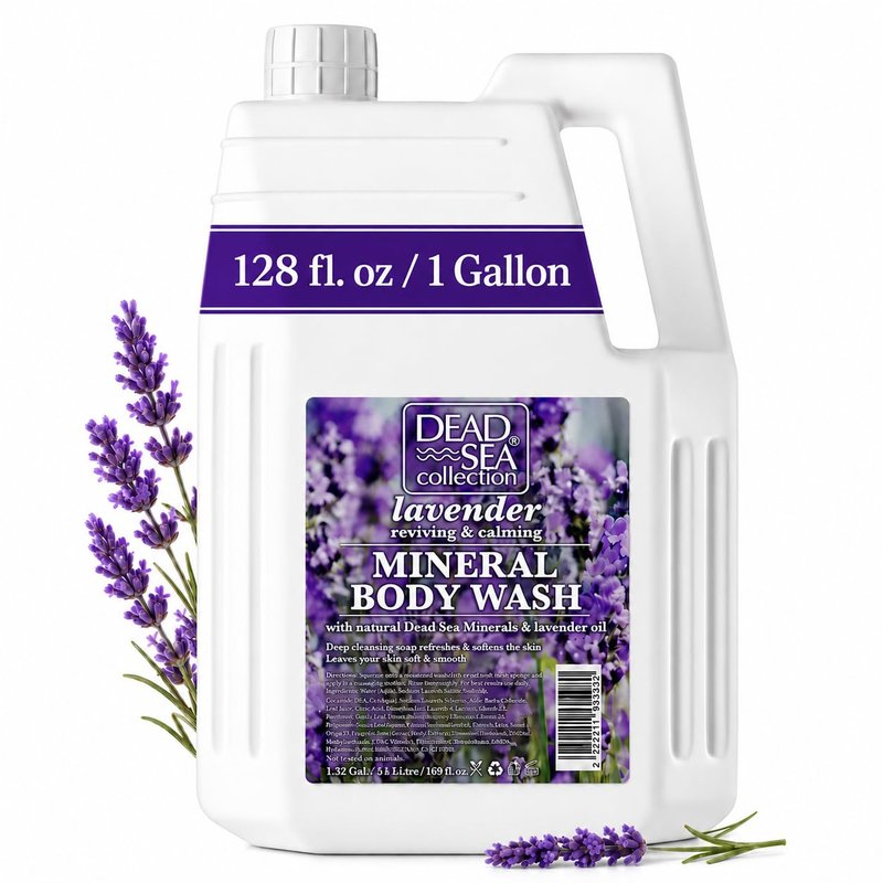 Lavender Body Wash Refill - Dead Sea Minerals & Lavender Oil | 128 fl. oz Bulk Size for Men & Women