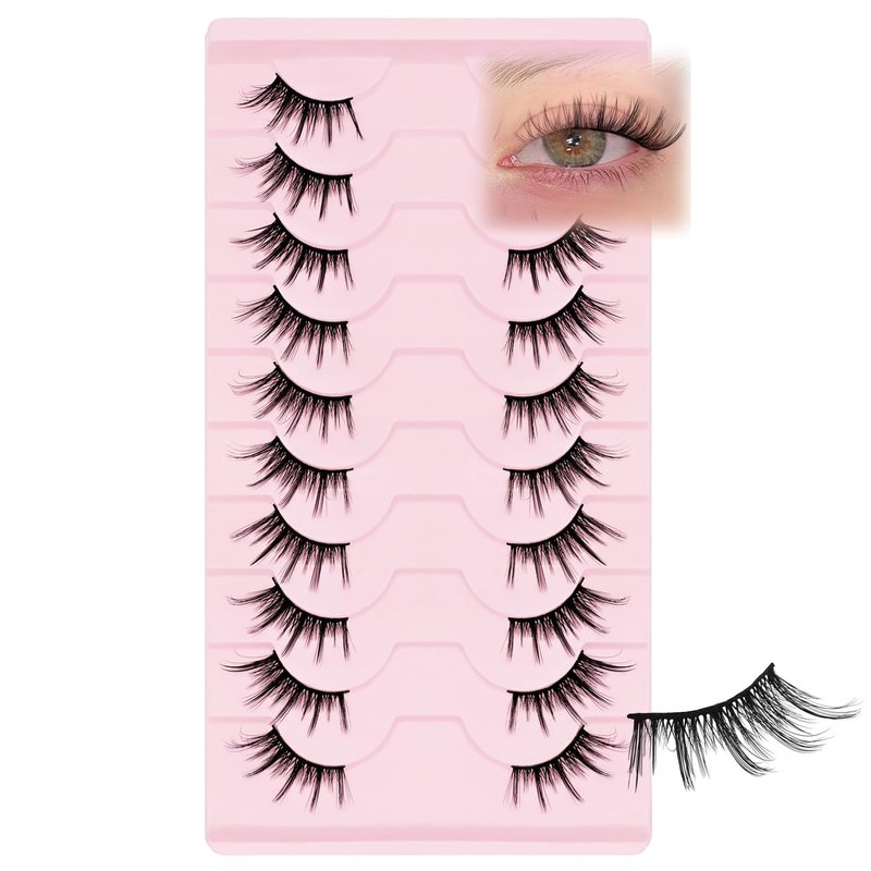 SLSXNL Half Lashes Natural Look Cat Eye Wispy Manga Lashes 10 Pairs Half False Eyelashes
