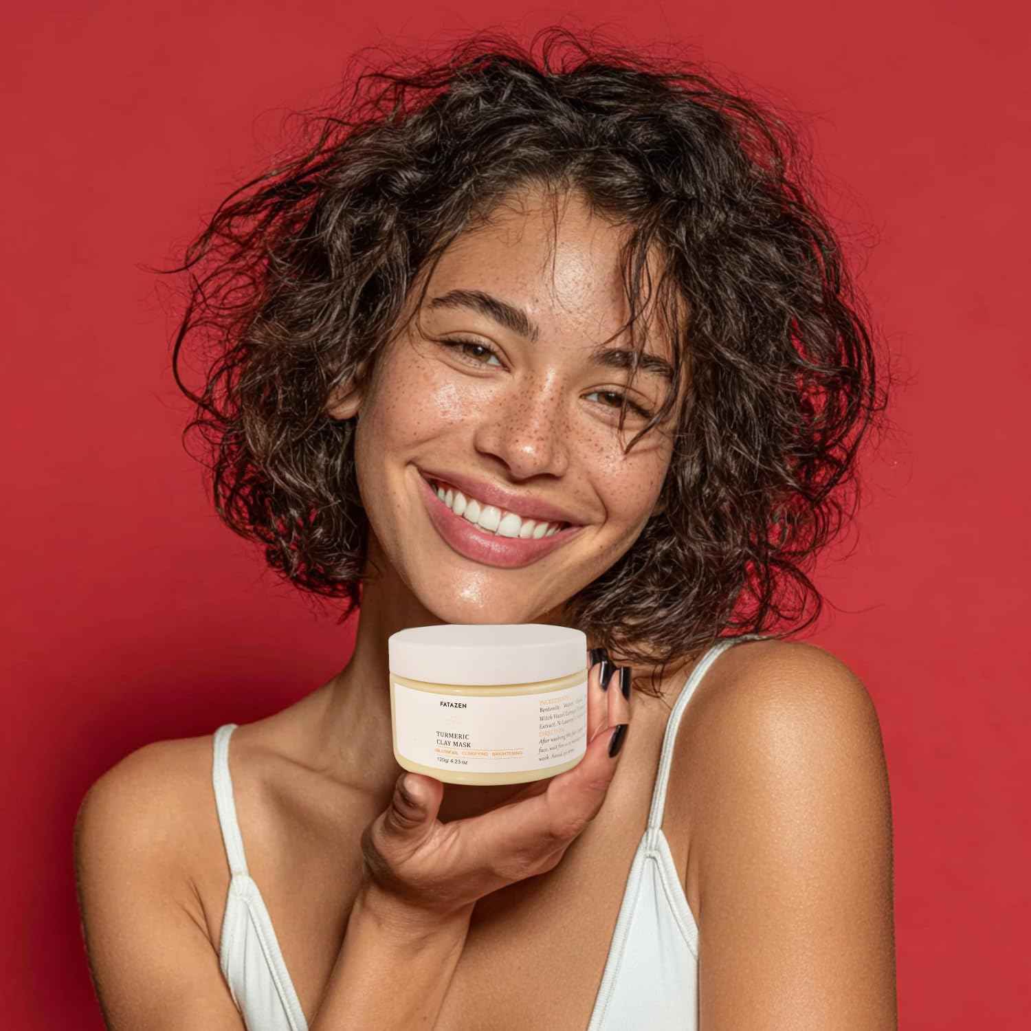 FATAZEN Turmeric Pore Clay Mask - Deep Cleansing Acnes Skincare Facial Mask, Oil Control & Instant Glow for Oily & Dull Skin, Blackhead Gentle Exfoliation with Aloe & Vitamin E, 120g/4.23oz