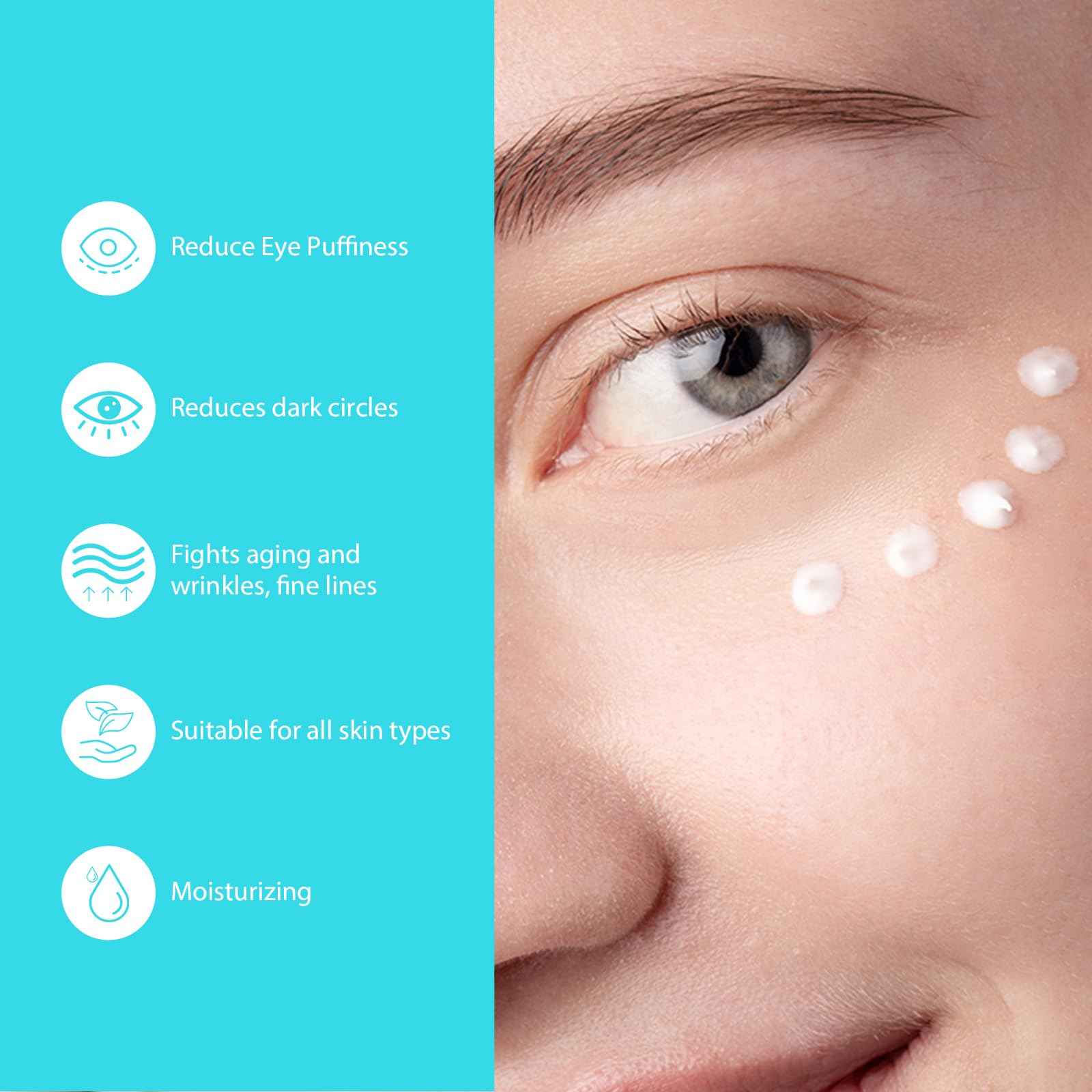 Seacall Retinol Eye Cream - Eye Serum for Dark Circles & Puffiness Anti-Aging - Under Eye Cream with Hyaluronic Acid & Caffeine to Reduce Wrinkles & Repair the Eye Area (15ml)