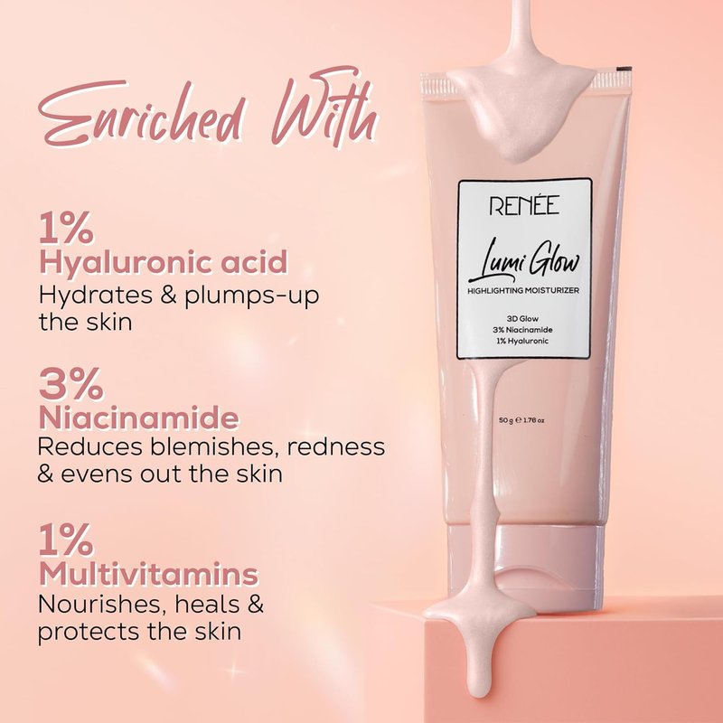 Lumi Glow Highlighting Moisturizer - 3% Niacinamide & 1% Hyaluronic Acid for Glowing Skin | Anti-Aging, Reduces Fine Lines & Pigmentation