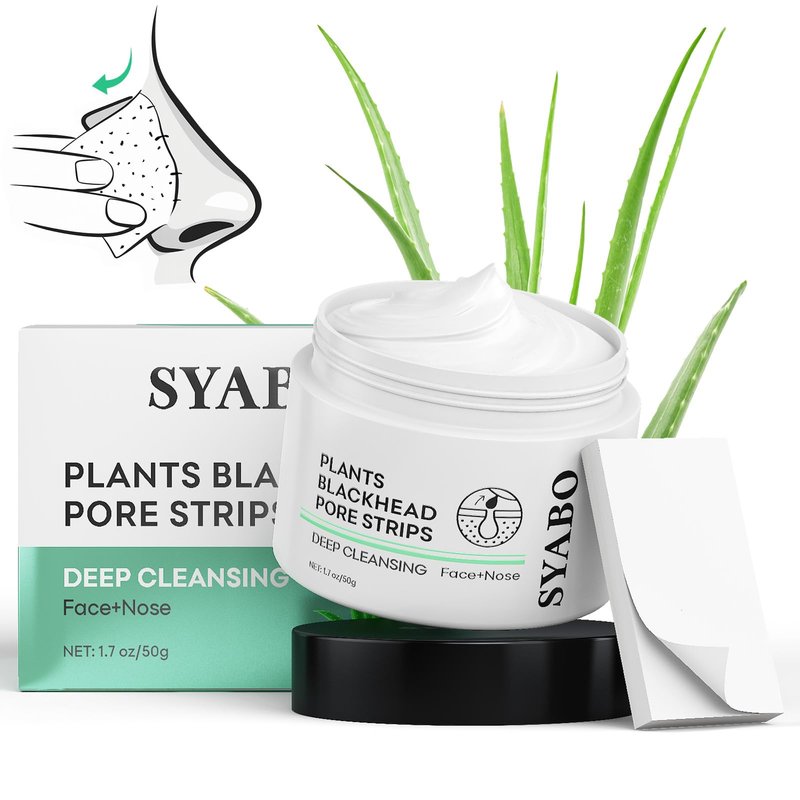 SYABO Blackhead Remover, Nose Pore Strips for Blackheads, Deep Cleansing Black Head Removal Peel Off Mask for Face with 100pcs Strips, Aloe Puntos Negros Remover, 50g
