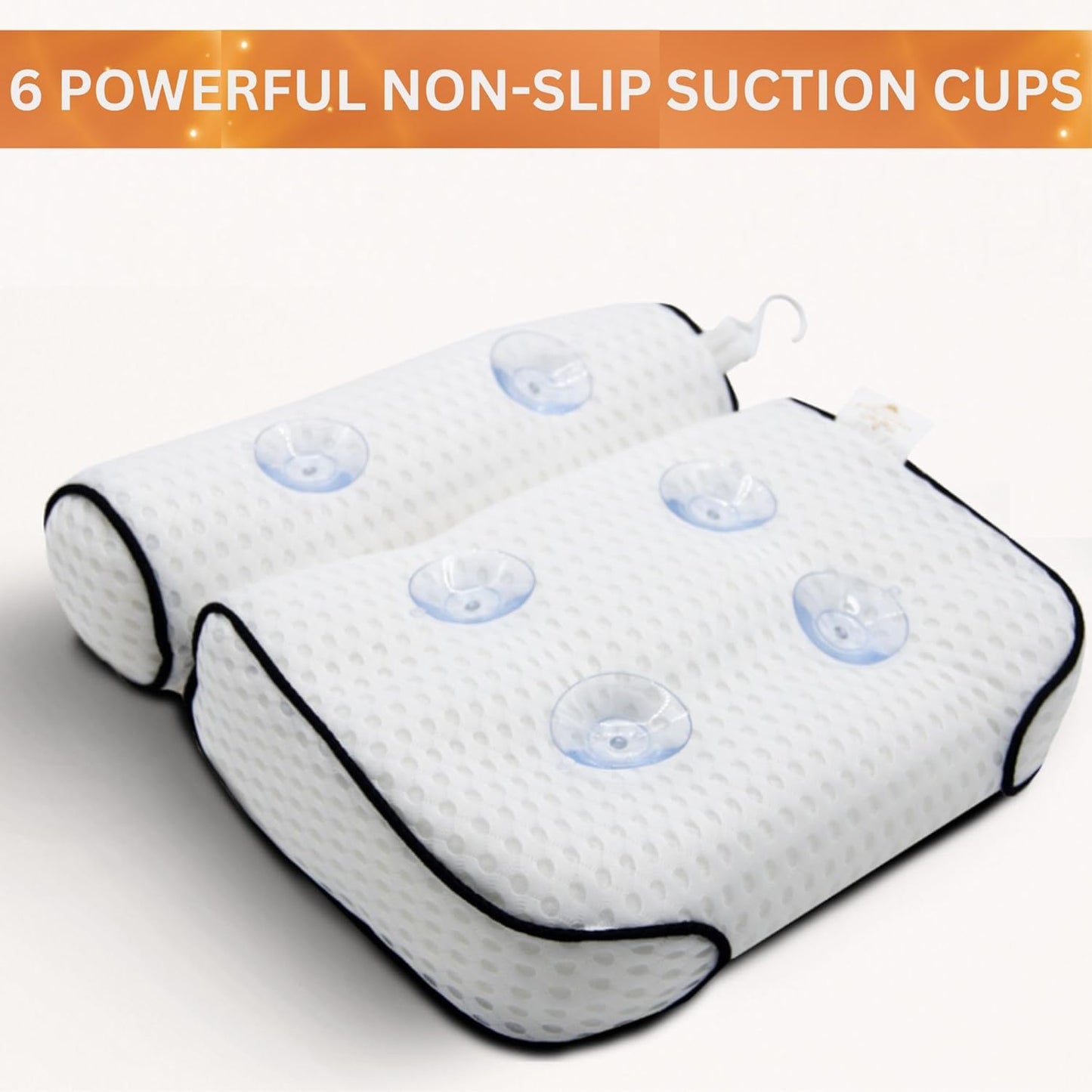 Luxury Bath Pillow - 4D Breathable Mesh Headrest Cushion with 6 Strong Suction Cups | Ideal for Tubs & Spa Gifts