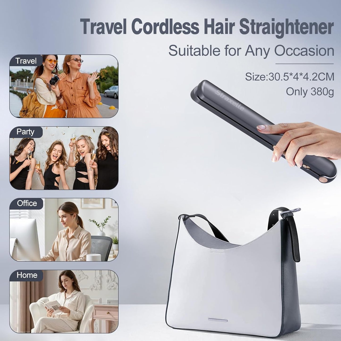 Cordless Hair Straightener - 10000mAh Rechargeable Flat Iron with LED Screen & 3D Floating Plates | Dark Blue & Gold