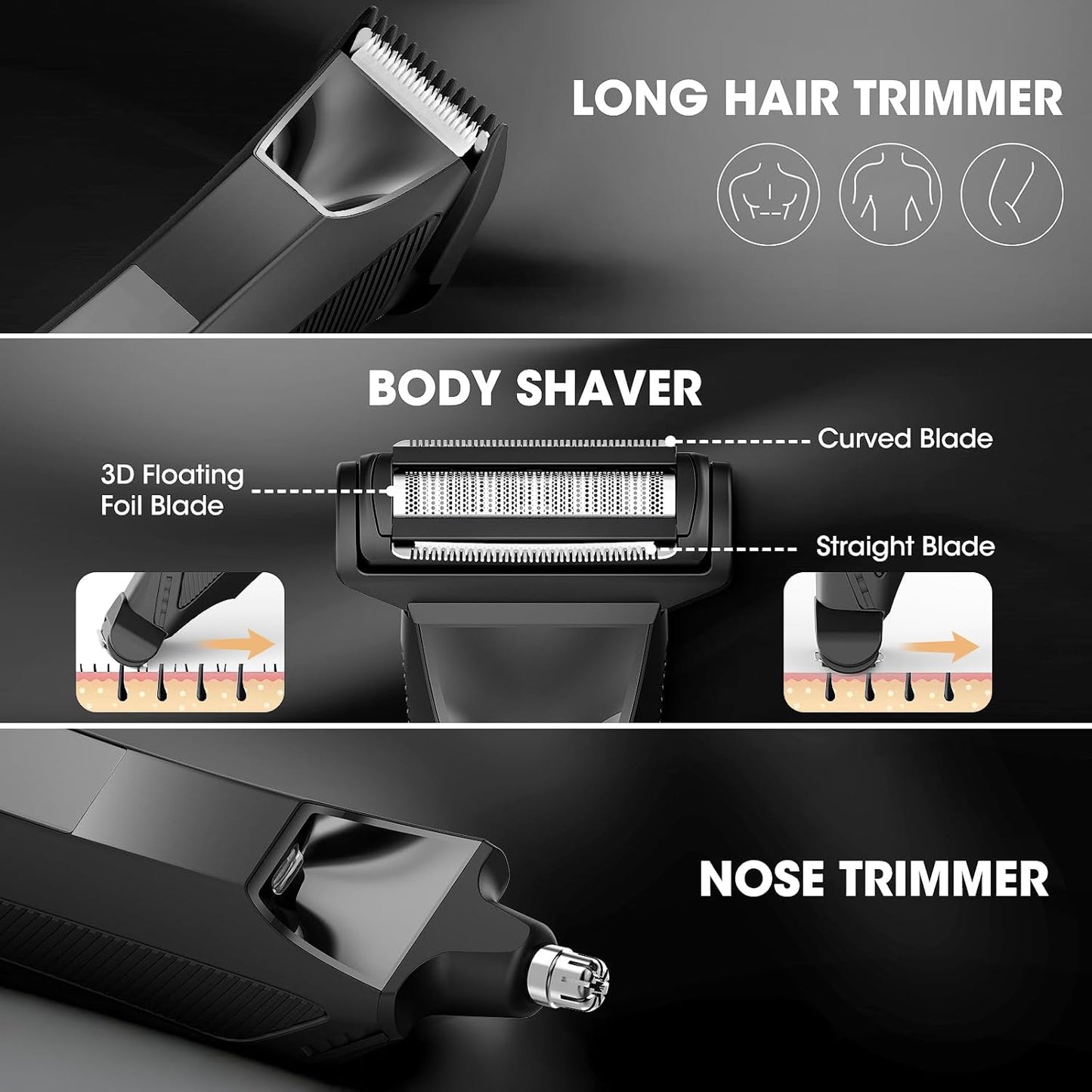 Manscape Body Trimmer for Men - Electric Grooming Kit for Smooth Shaving | IPX7 Waterproof, Bald Head & Body Shaver
