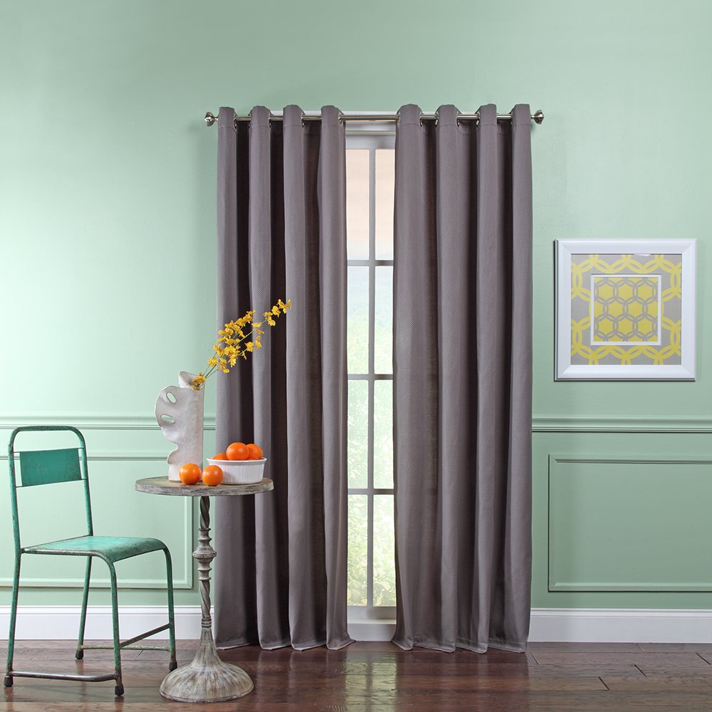 Stylemaster Twill and Birch Reed Jacquard Grommet Panel, 53 by 84-Inch, Slate