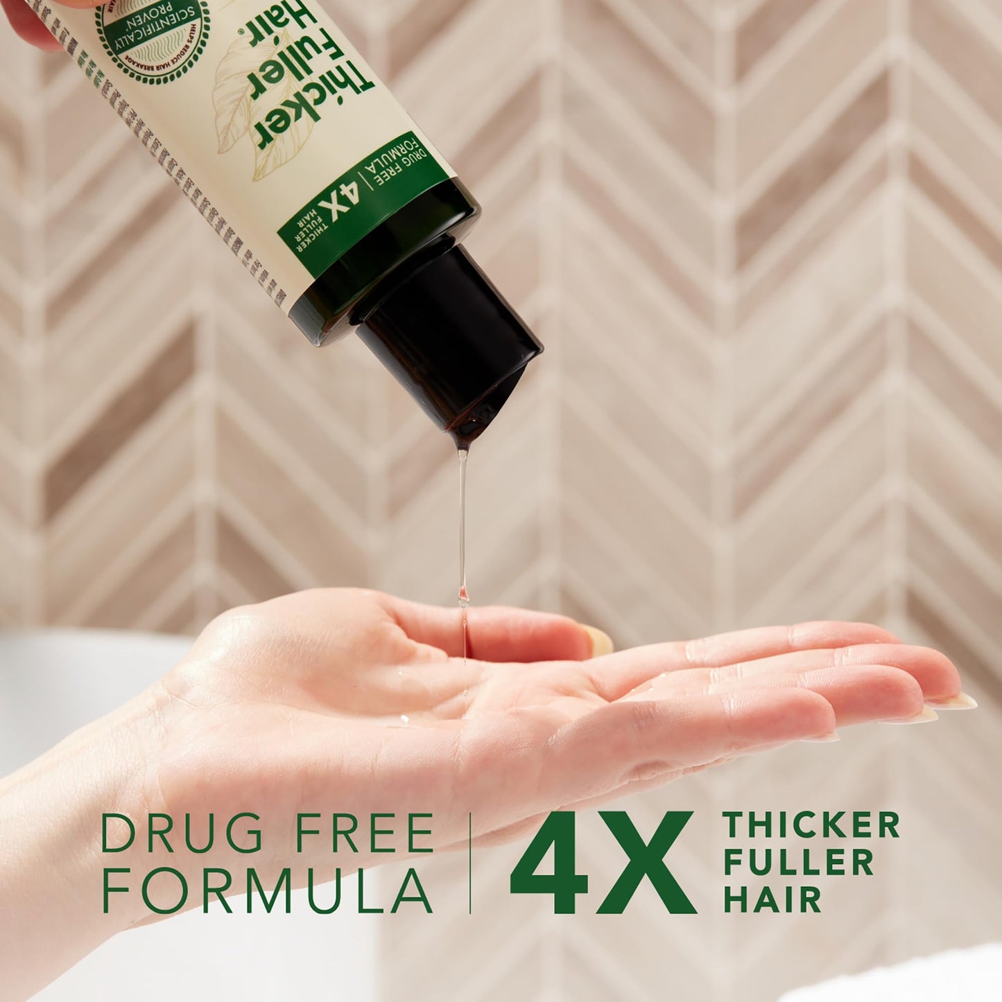 Thicker Fuller Hair Thickening Serum - Thinning Hair Treatment - Hair Volumizer Serum with Natural Ingredients - Fights Breakage - 4 pc
