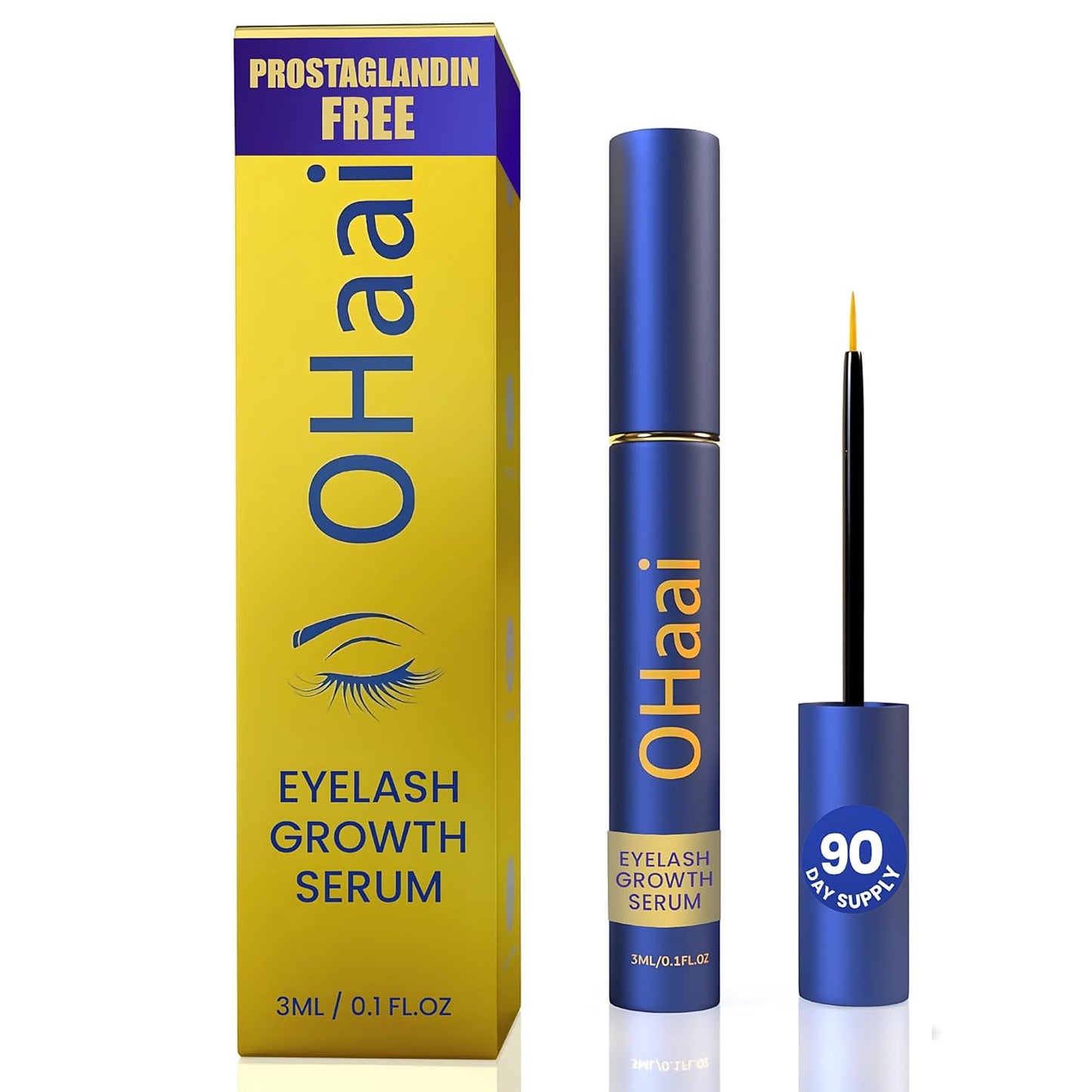 Eyelash Growth Serum - Prostaglandin-Free Formula for Thicker, Longer Lashes | Vegan & Cruelty-Free, 3ml, 90-Day Supply